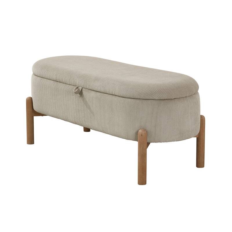 Salem 42" Corduroy Lift Top Storage Bench - Foam Cushioned Seat - Taupe