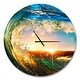 preview thumbnail 2 of 8, Designart 'Colored Ocean Waves Falling Down' Oversized Coastal Wall CLock