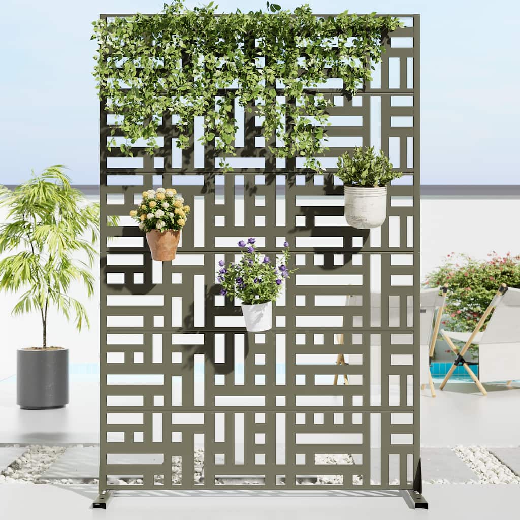 Dovelina 6ft.Outdoor Freestanding Metal Privacy Screen Decorative Garden Fence - 72"x47"