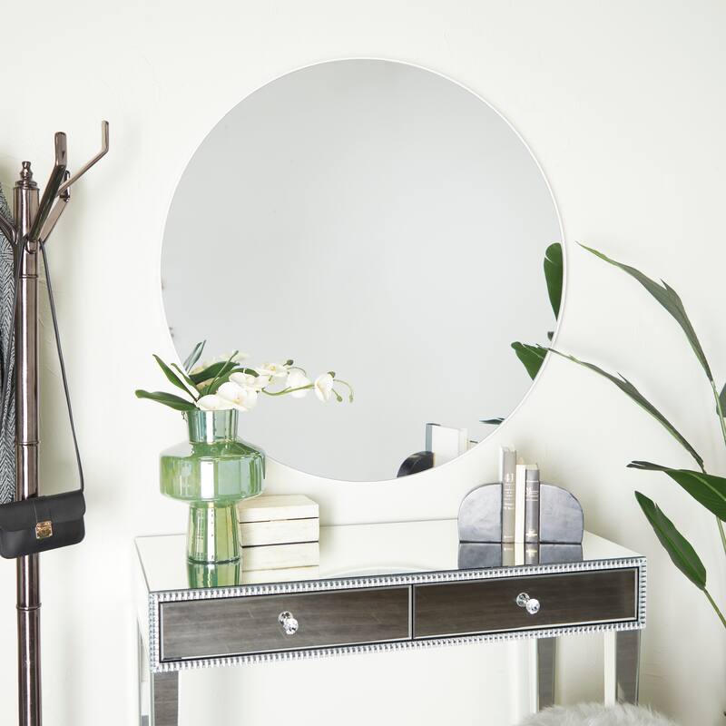 Multiple Frame Finishes / Sizes Modern Contemporary Round Wall Mirrors - 42 x 42 - White - X-Large