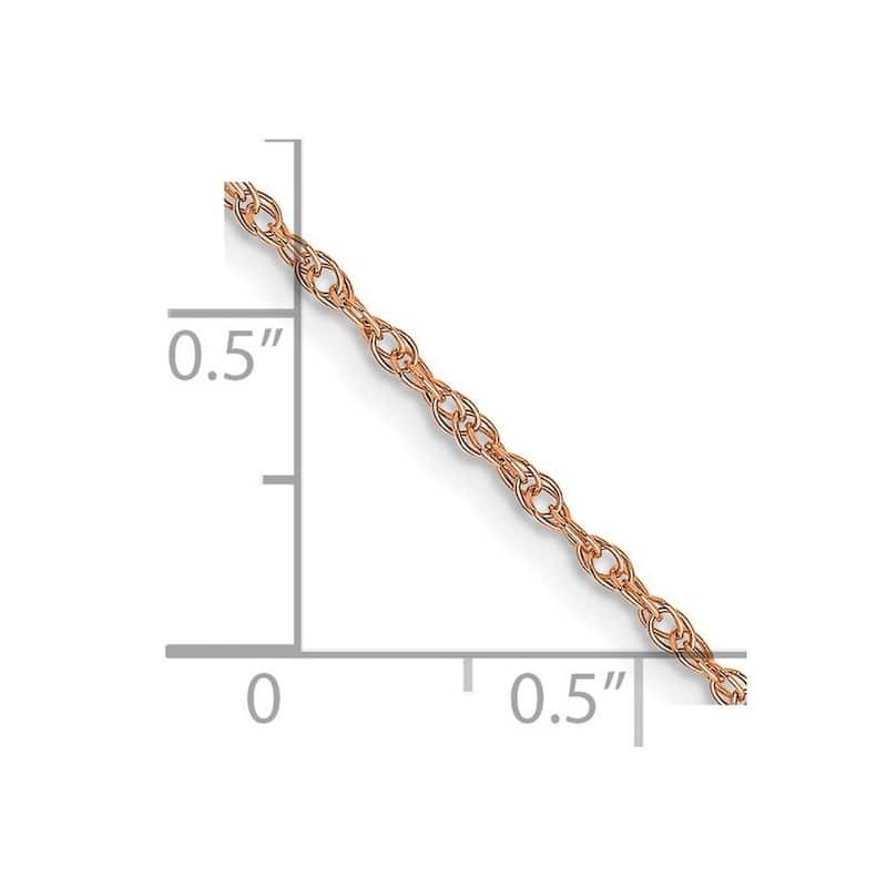 Curata 14k Rose Gold 1.15mm Carded Cable Rope Chain Necklace for Women Options: 16 18 20 24