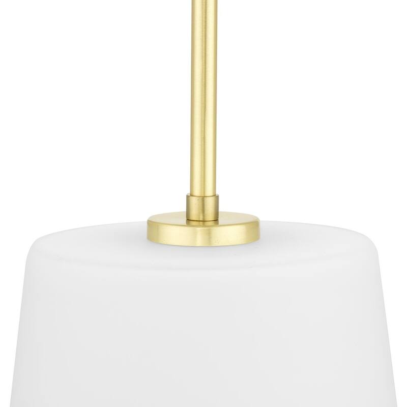 Clarion Collection One-Light Satin Brass Etched White Transitional Pendant - 9 in x 9 in x 11.37 in