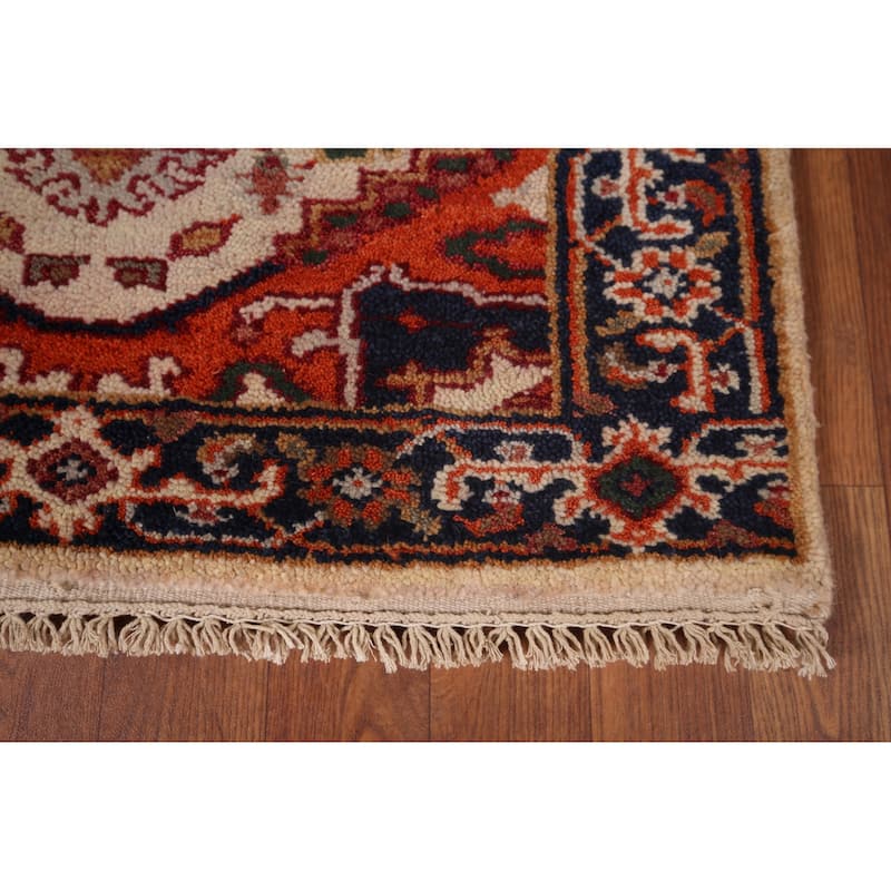 Geometric Heriz Serapi Oriental Runner Rug Hand-Knotted Wool Carpet - 2'8"x 9'11"