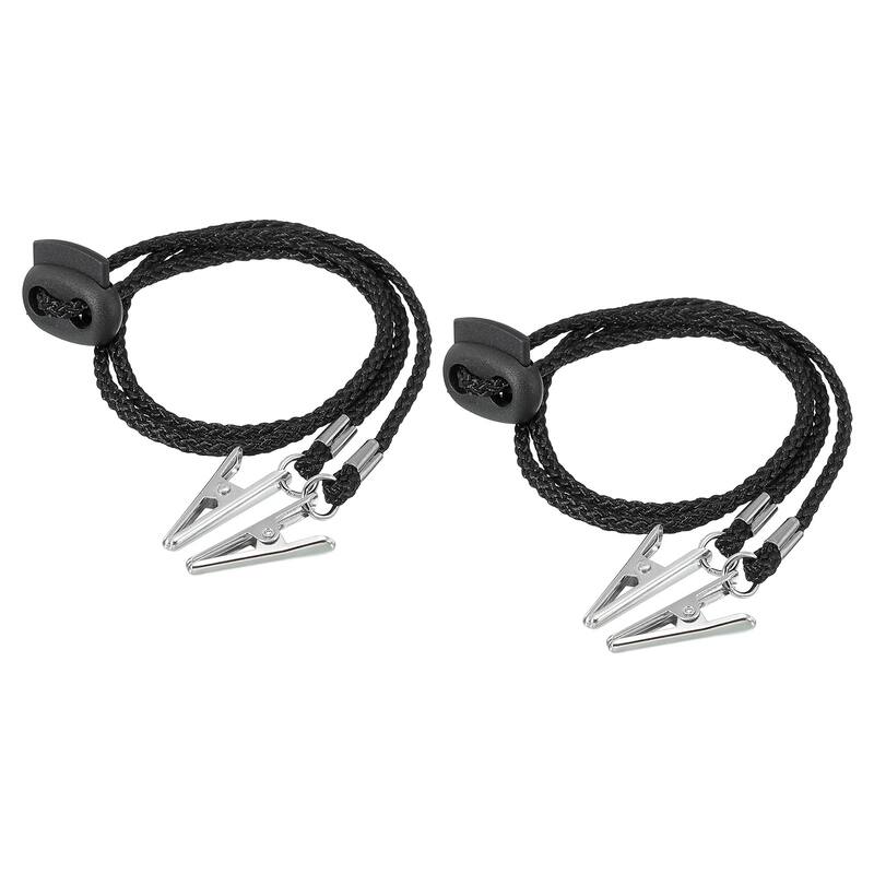 12.8" 2Pcs Napkin Chain Adjustable Bib Holder Chain Sun Hat Strap Lanyard Black