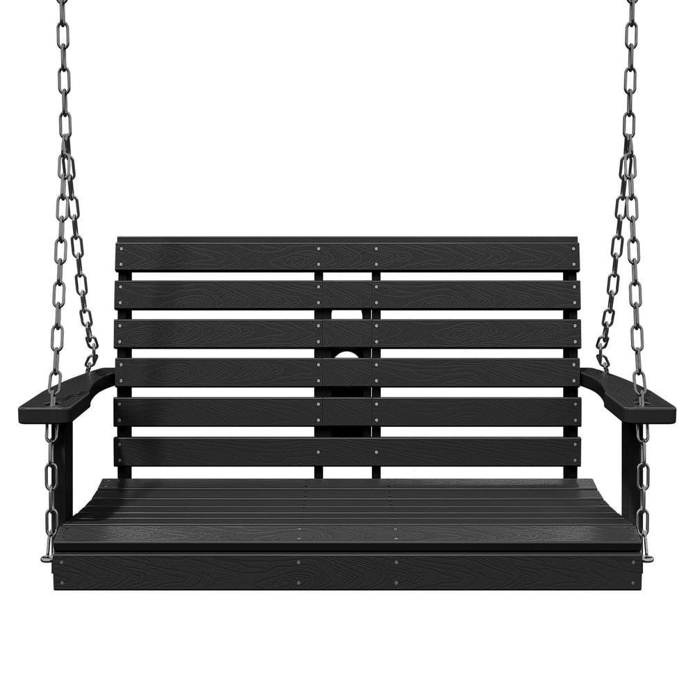 HDPE Plastic Outdoor Porch Swing 2-Person With Chains