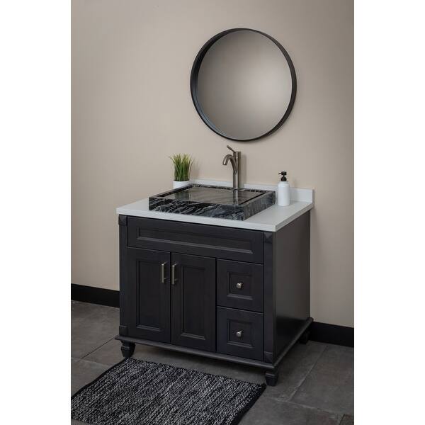 Eden Bath Rectangular Infinity Pool Sink in Lava Stone