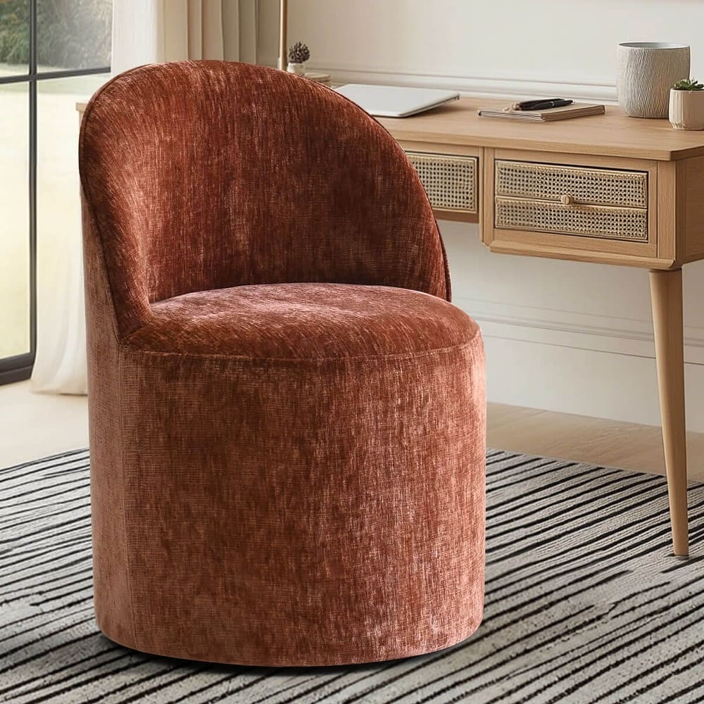 Upholstered Chenille Office Chair with Wheels