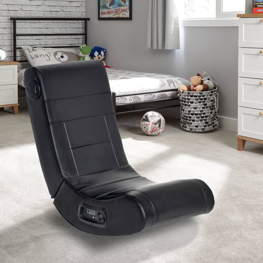 X Rocker Spade Floor Rocker 2.1 Bluetooth Audio Foldable Rocking Video Gaming Chair with 2 speakers and 1 subwoofer, Black
