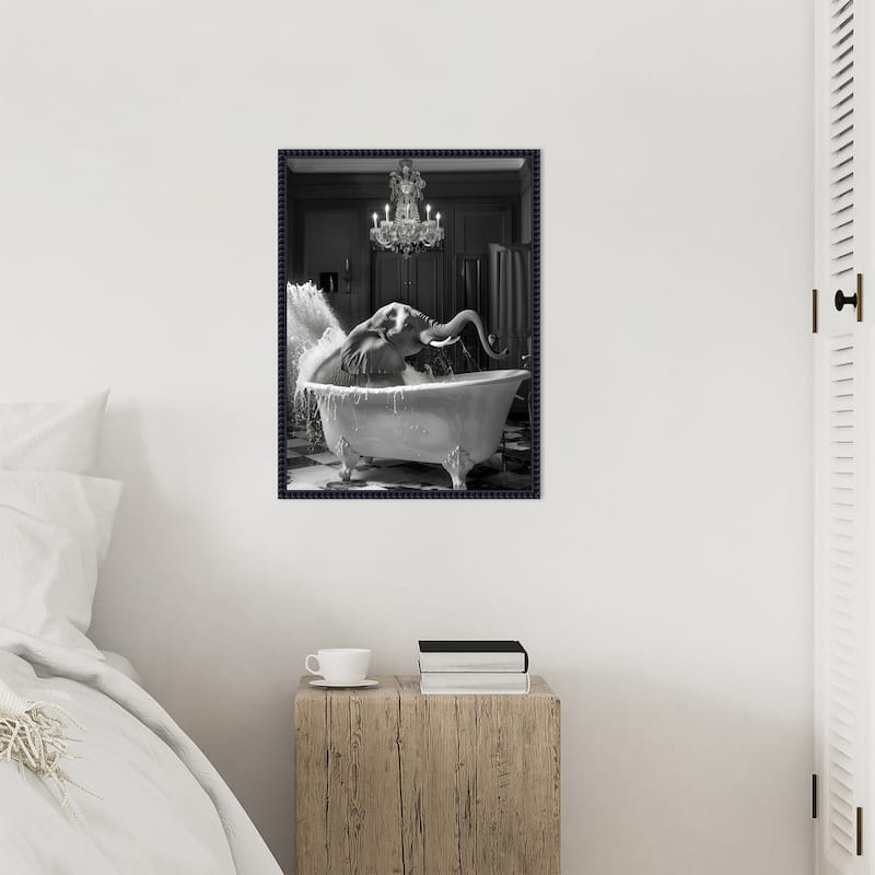 Big Elephant Splash by Niky Rahner Framed Canvas Wall Art