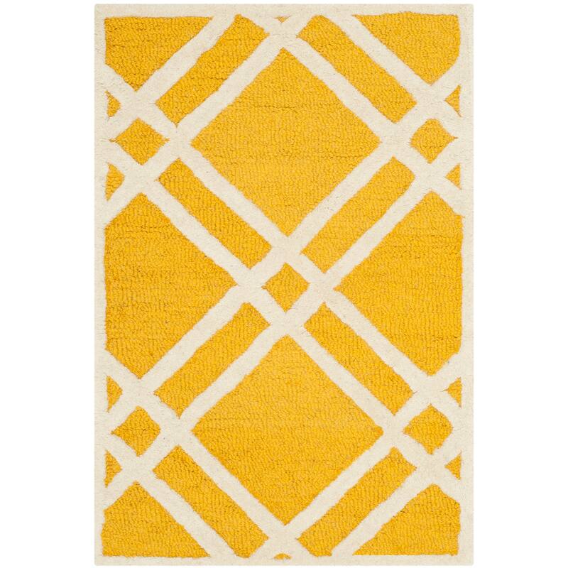SAFAVIEH Handmade Cambridge Polona Modern Moroccan Wool Rug - 2' x 3' - Gold/Ivory