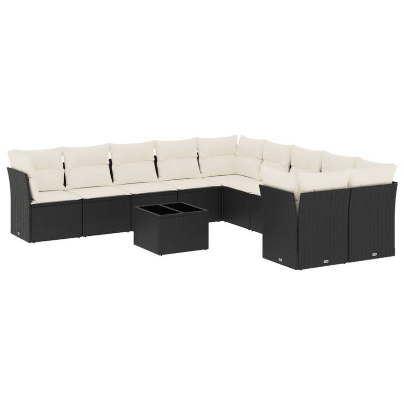 vidaXL Garden Sofa Set Black, Cream White - 21.7 x 21.7 x 14.6