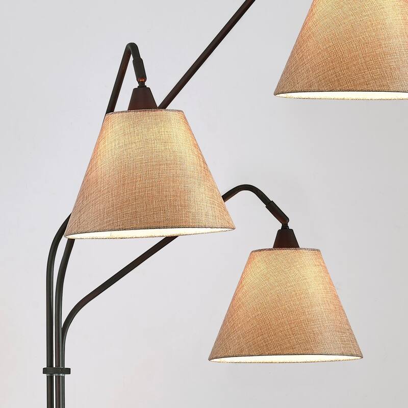 Midtown 84"H 3-Light Arch Floor Lamp, Dark Bronze Finish with Brown Shades