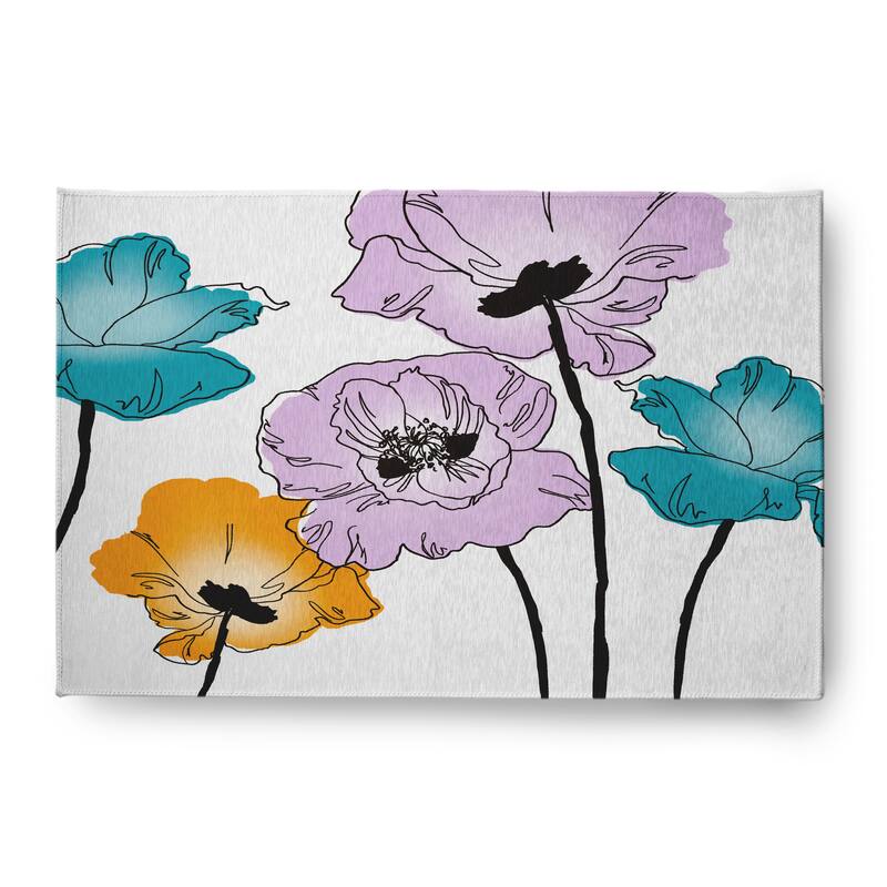 Popping Poppies Spring Chenille Rug - Lilac - 4' x 6'