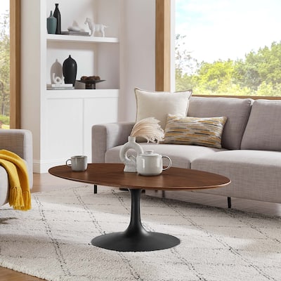 48" Oval-Shaped Walnut Coffee Table, Black Walnut