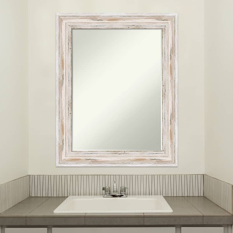 Petite Bevel Wood Bathroom Wall Mirror - Alexandria White Wash Frame - Alexandria White Wash - 23 x 29 in