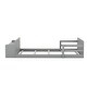 preview thumbnail 5 of 18, Twin Floor Bed with Storage Footboard & Guardrails - Pine Wood Construction