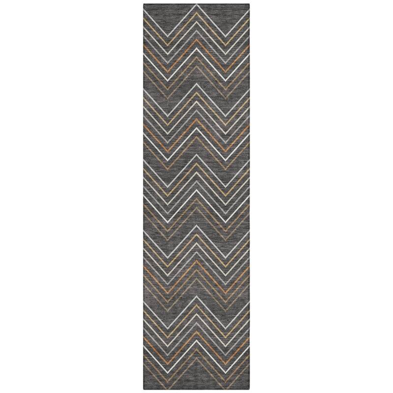 Machine Washable Indoor/ Outdoor Modern Chevron Chantille Rug