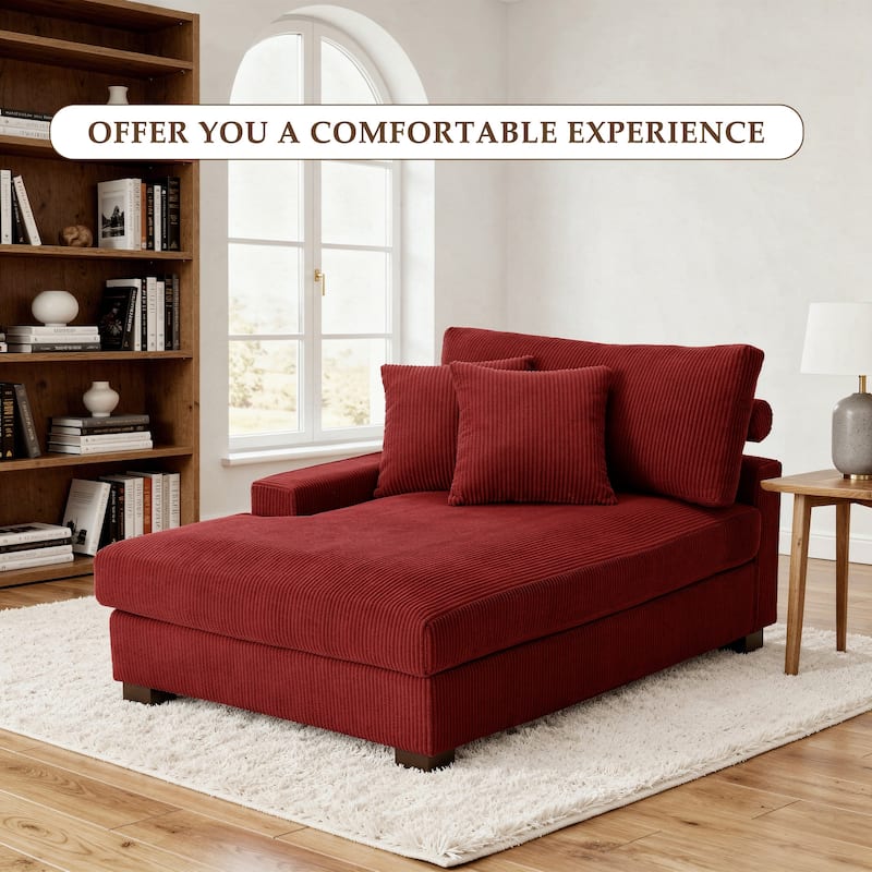 Corduroy Chaise Lounge Chair Upholstered Indoor Lounger Sofa