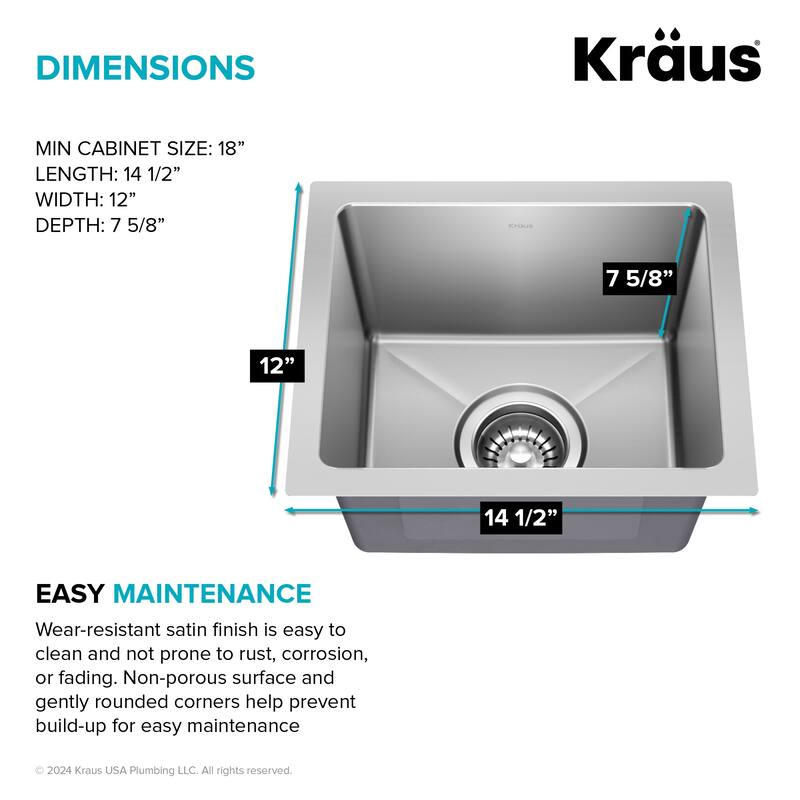KRAUS Fairlane Undermount 18 Gauge Stainless Steel Kitchen Sink