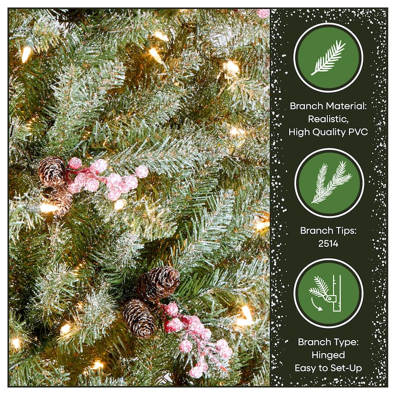 National Tree Company 7.5 ft Pre-Lit Dunhill Fir Artificial Christmas Tree with 750 Clear Lights, Includes Metal Stand