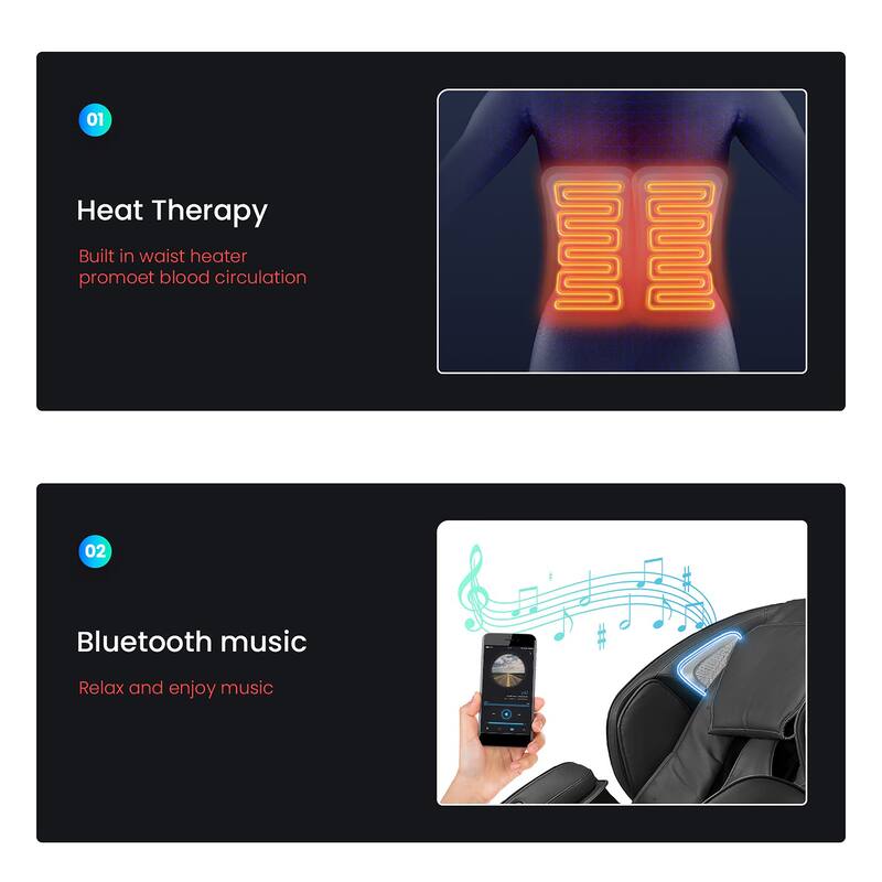 Clie Modern Faux Leather Zero Gravity LED Light Massage Chair with Bluetooth Speaker and USB Port by Furniture of America