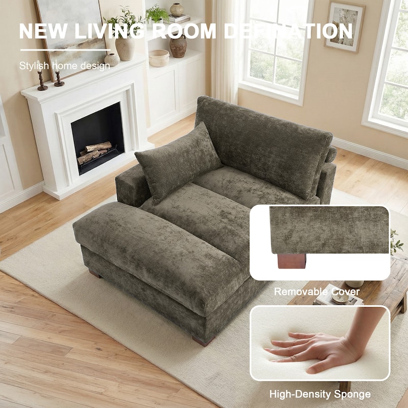 42"W Chenille Upholstered Chaise Lounge