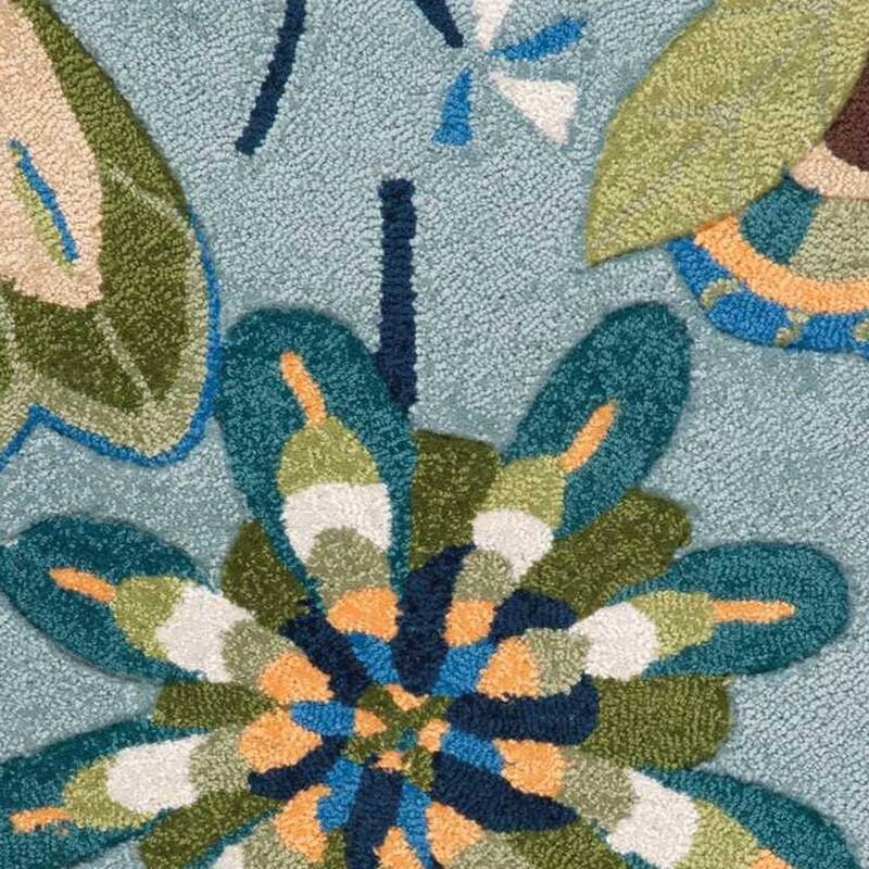 HomeRoots Botanical Leaves Contemporary Rectangle Area Rug - 33.00 in. x 21.00 in. x 0.25 in.