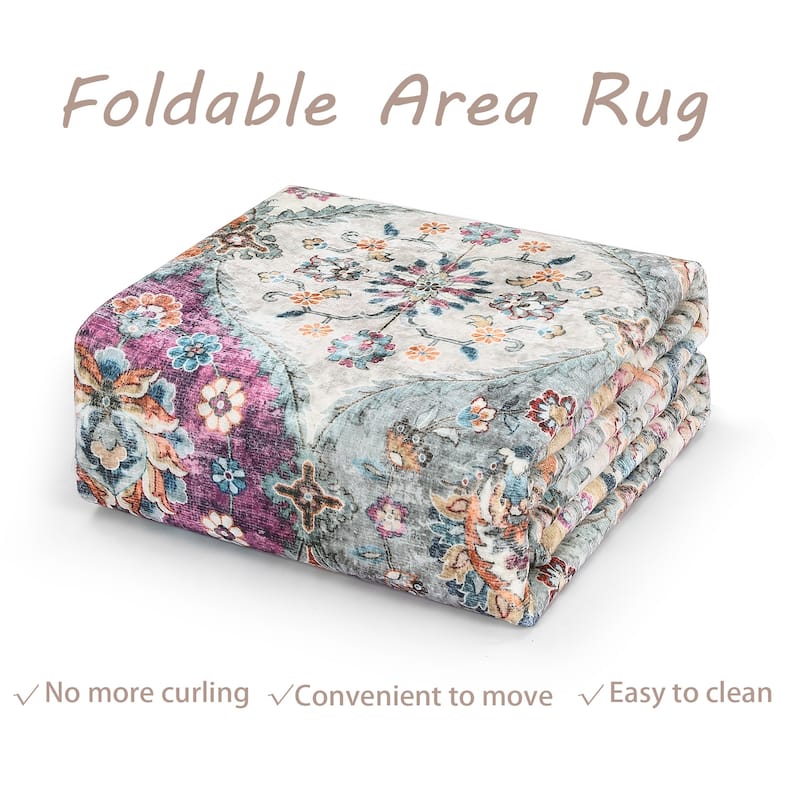 Rugs for Living Room Vintage Oriental Trellis Area Rug Soft Non Slip Low Pile Accent Rugs for Dining Room Office