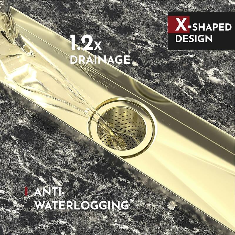 12-Inch Linear Shower Floor Drain, Square Hole Grate - 12 inch