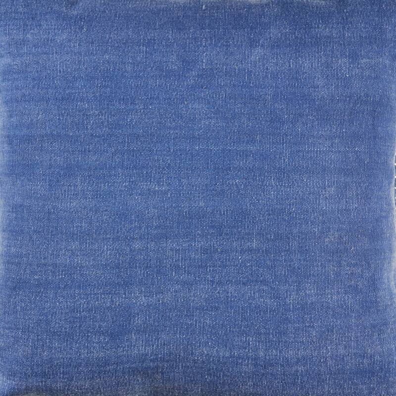 24" Blue Embroidered Edge Handmade Square Throw Pillow