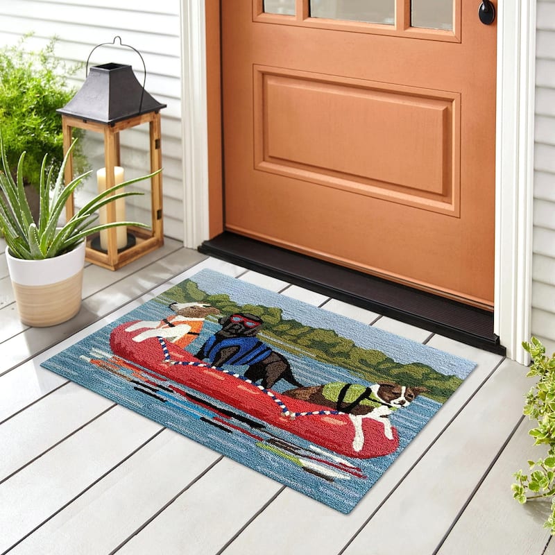 Liora Manne Frontporch Rafting Dogs Indoor/Outdoor Area Rug - 1'8" x 2'6" - Multi