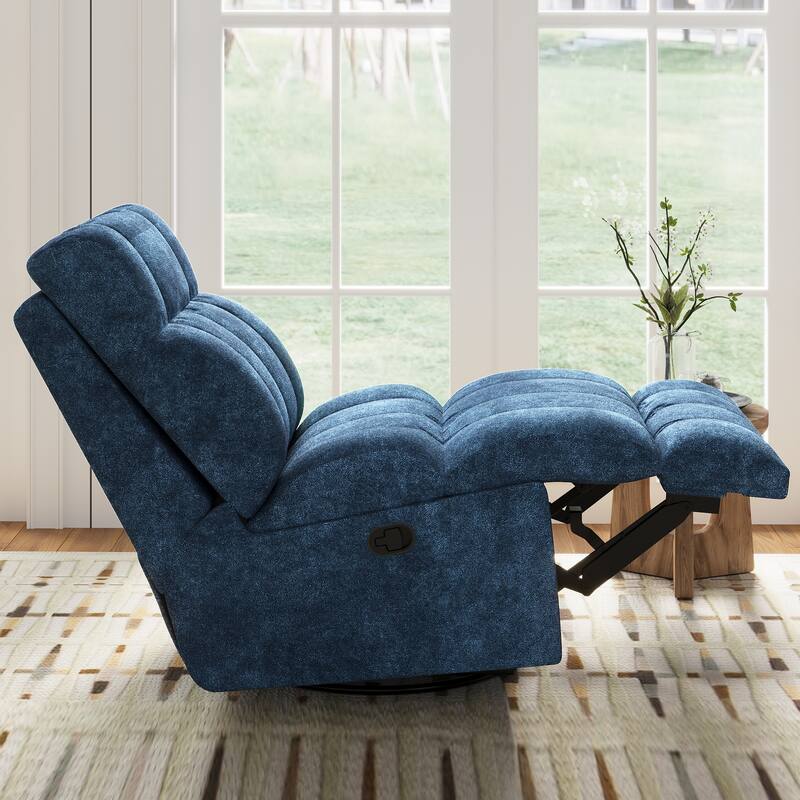 360° Swivel Rocker Recliner Chair Chenille Upholstered Manual Recliner