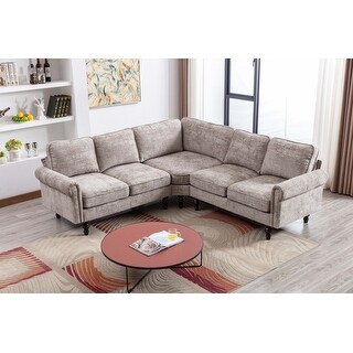 L-Shape Sectional Sofa with Accent and Wood Legs - Bed Bath & Beyond ...