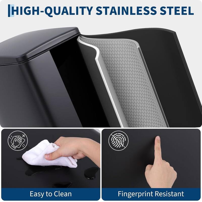 12 Gal Slim Kitchen Trash Can, Garbage Can for Kitchen, Bathroom Narrow Spaces