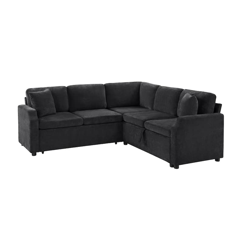Roomfitters L-Shaped Sectional Sofa Bed with Sleeper and Hidden Storage Compartment for Living Room