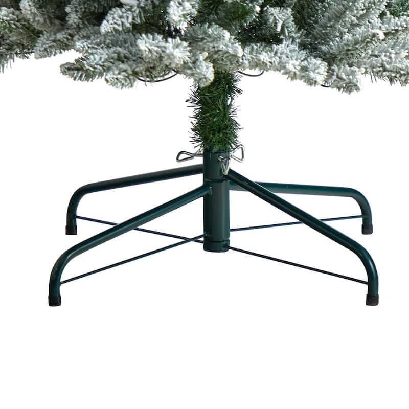 10ft. Flocked Pencil Artificial Christmas Tree with 700 Clear Lights & 1145 Branches - Sleek Snowy Holiday X-Mas Tree