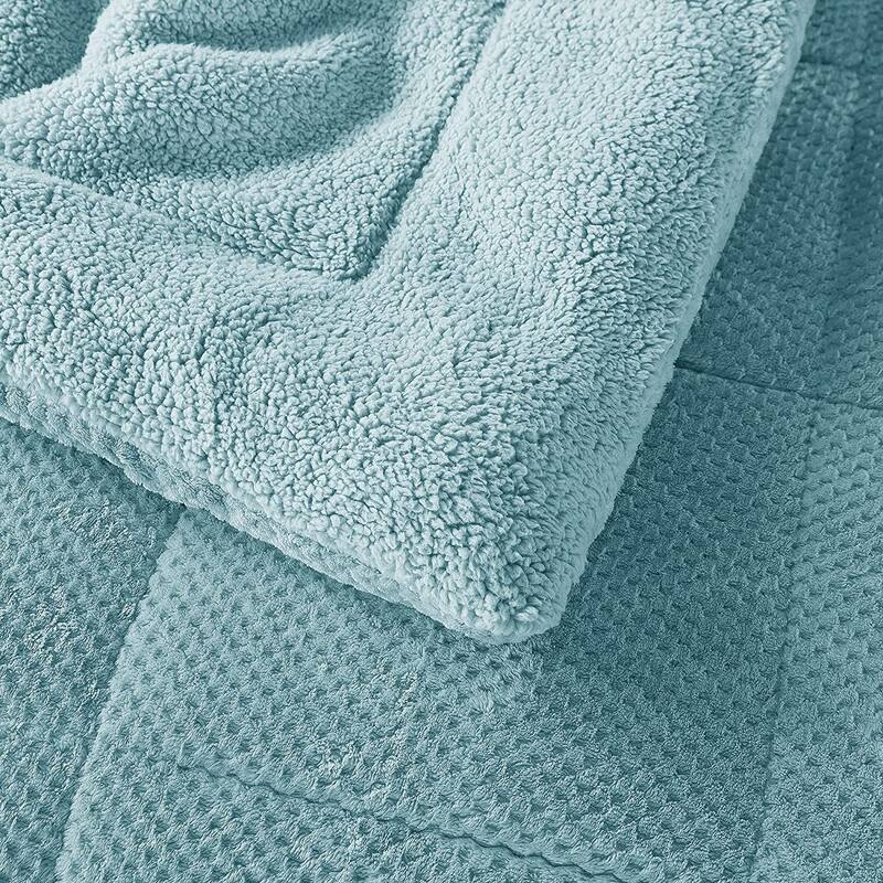 KASENTEX Luxury Plush Comforter, Ultra Soft Cozy Reversible Sherpa Machine Washable Bedding