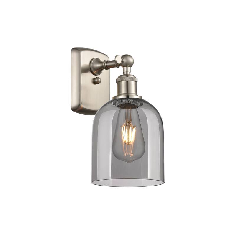 Innovations Lighting 516-1W-11-6 Bella Sconce Bella 11" Tall Wall - Brushed Satin Nickel / Light Smoke