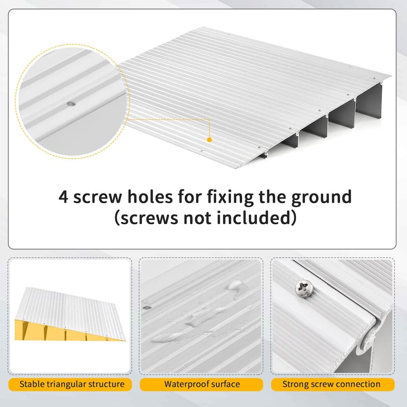 Gymax 5'' Door Threshold Ramp Aluminum Adjustable Rise Entry Ramp for