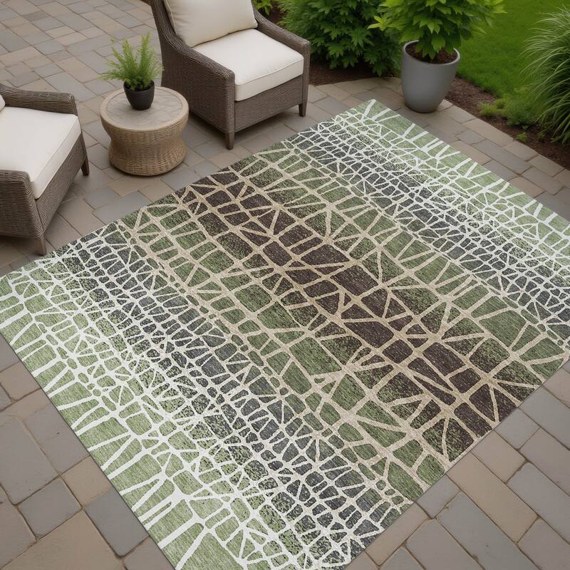 Machine Washable Indoor/ Outdoor Boho Global Chantille Rug