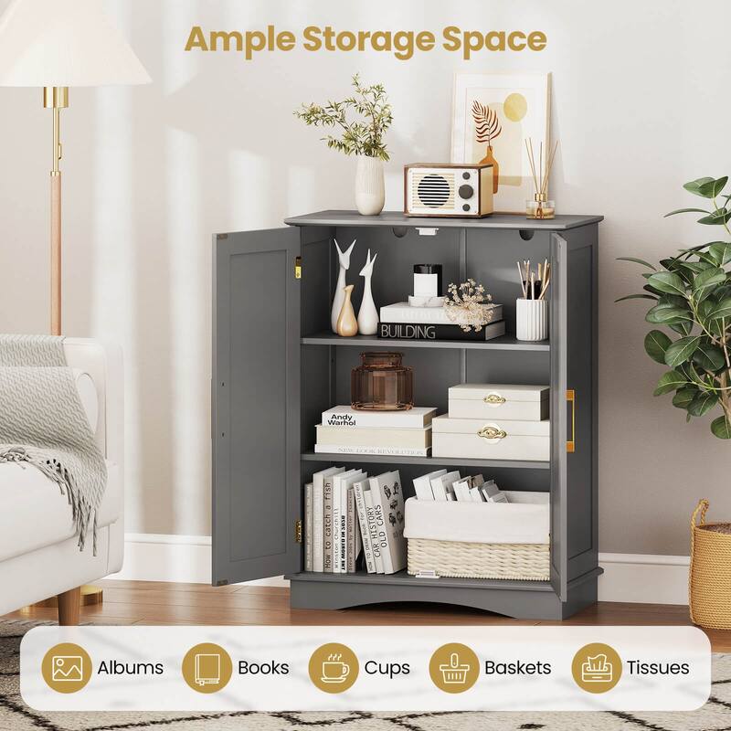 Costway Floor Storage Cabinet Modern Storage Organizer with Adjustable - See Details