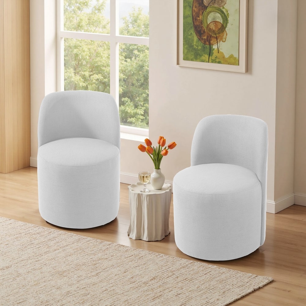Modern Linen Upholstery Dining Chair Barrel Chair