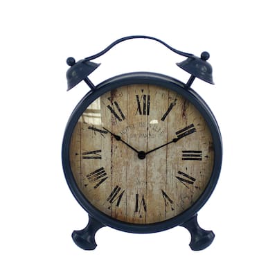 HomeRoots 3" Round Blue Glass Analog Wall Clock - 3.15