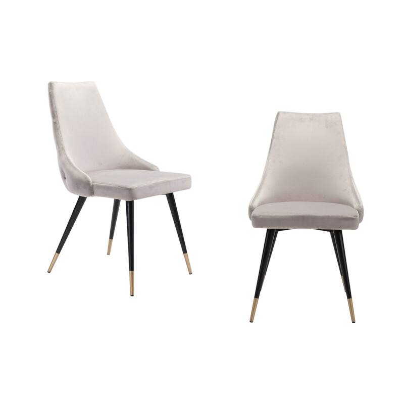 HomeRoots Set of Two Tufted Gray And Black Upholstered Velvet Windsor Back Dining Side Chairs