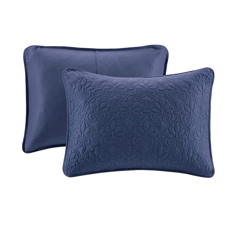 Madison Park Mansfield Reversible Oversized 3-piece Solid Texture Bedspread Quilt Set with Matching Shams