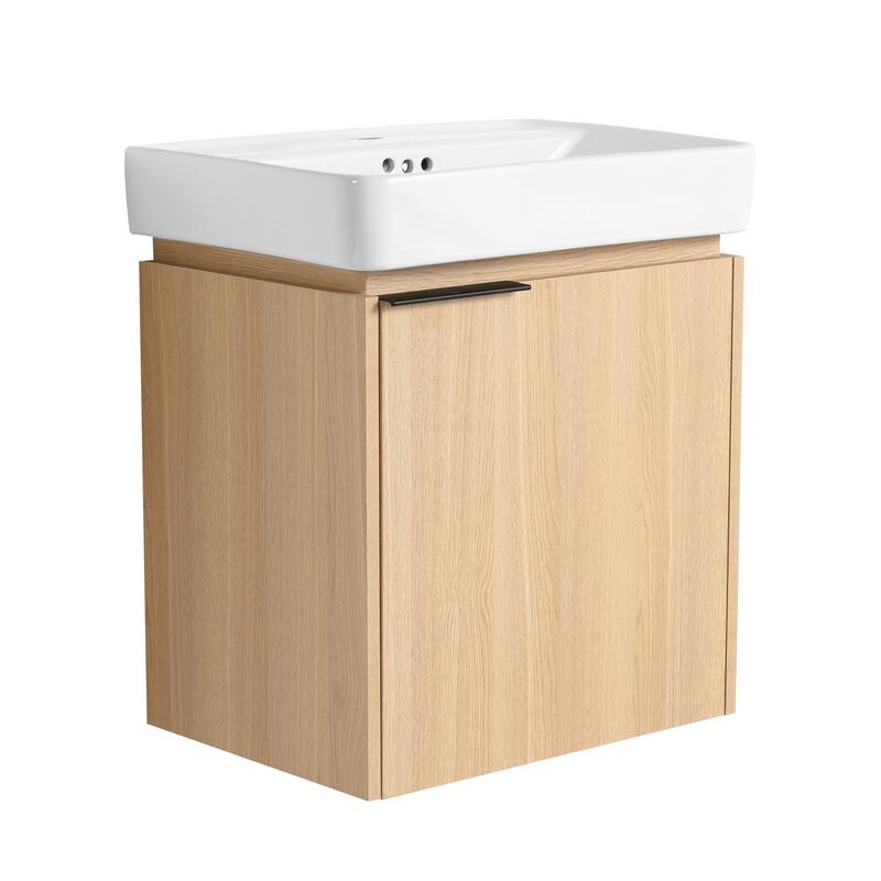 Plywood Wall-Mounted Bathroom Vanity with Integrated Resin Sink