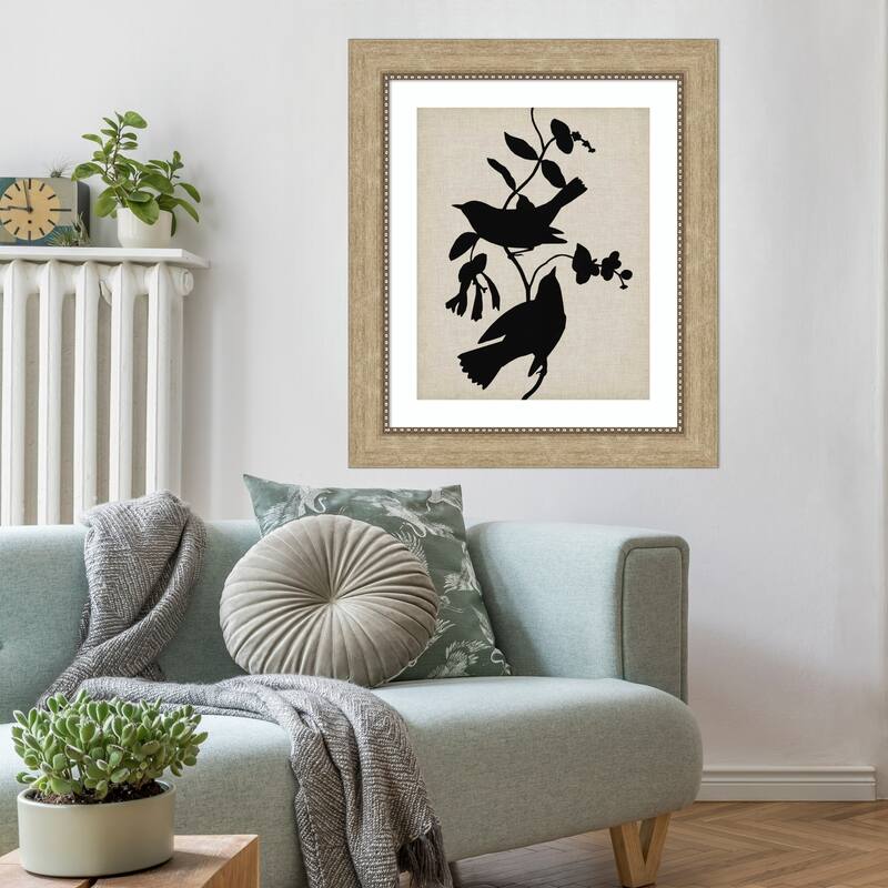 Audubon Silhouette No. 4 by Vision Studio Wood Framed Wall Art Print - Astor Champagne