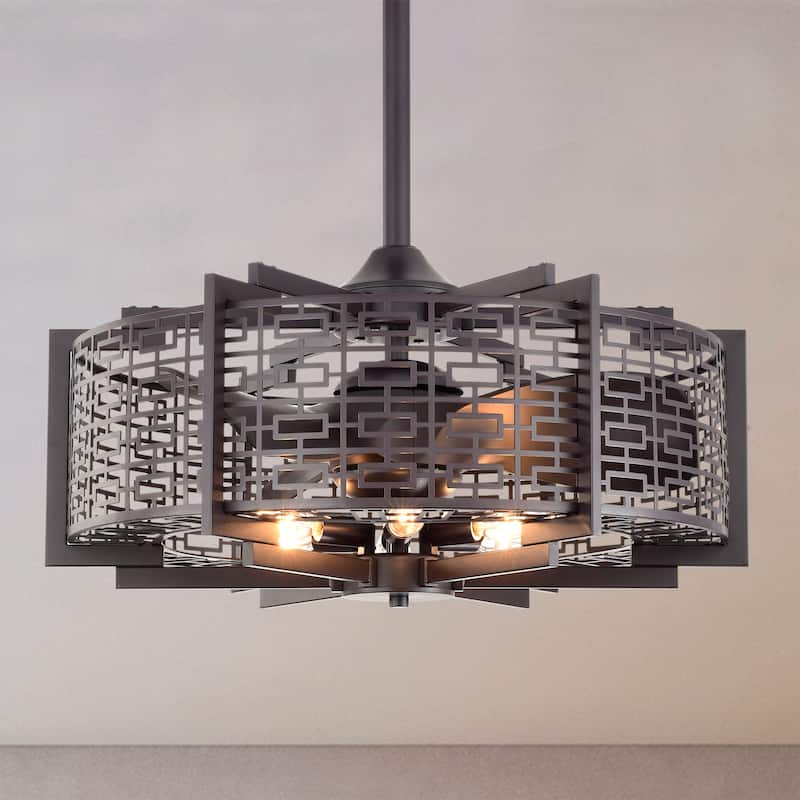 Ioana 25-inch Brown 6 Lights 3 Blades Lighted Ceiling Fan with Remote