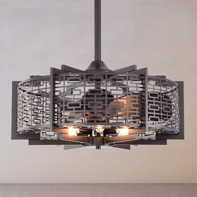 Ioana 25-inch Brown 6 Lights 3 Blades Lighted Ceiling Fan with Remote