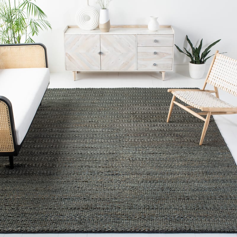 SAFAVIEH Handmade Natural Fiber Zaniyah Jute Rug - 6' Square - Charcoal